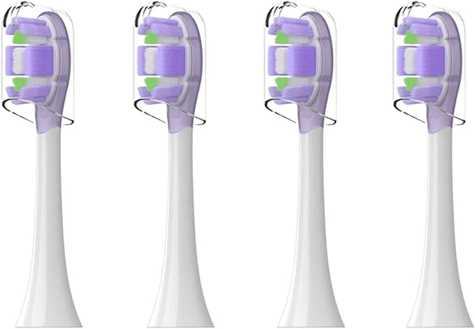 4PCS Replacement Brush Heads ForCompatible for Xiaomi Oscillation Electric Toothbrush Pro Mijia MES610 MES609 Head Soft Bristle(Purple)