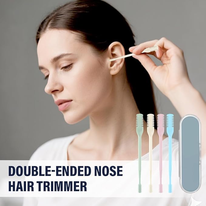 Nasal Hair Cutter 2025 Upgrade 360° Rotating Nose Hair Trimmer with Double-Sided Blade &amp Ear PickManual Nostril Hair Removal Tool for Men and Women Travel Essentials (Pink-6PCS)