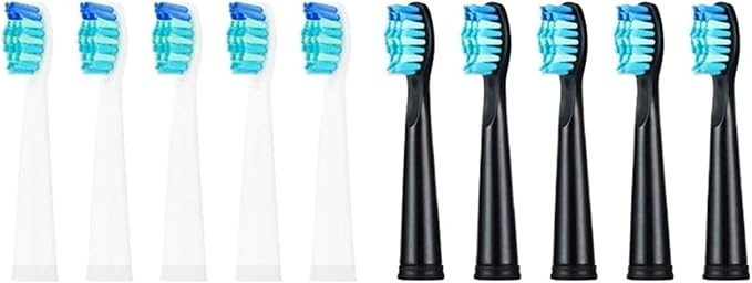 Tooth Brush HeadCompatible for Seago-507B/908/909/917/610/659/719/910/575/551/548 Electric Toothbrush Deep Clean(5 Black 5 White)