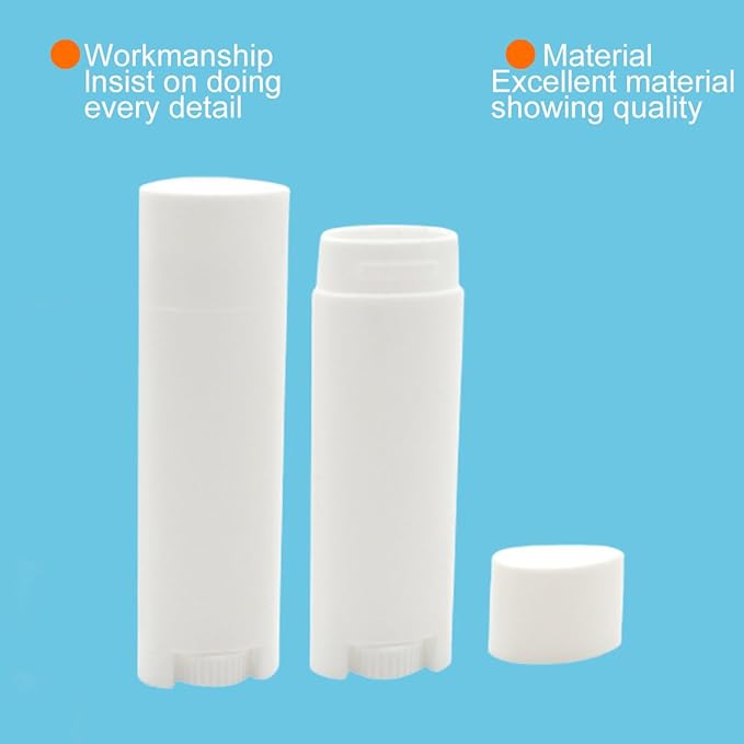 FZBNSRKO 5ml 50 Pcs Empty Oval Deodorant Lip Balm Tubes Twist-up Refillable Mini Size Containers for Carry-On TravelDIY DeodorantsWhite
