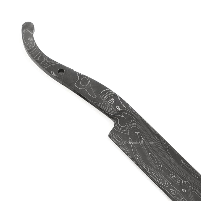 Shave Master USA Damascus Straight Razor Blade Blank - DIY Knife Kit with Stainless Pinstock - Hollow Ground - 416 Layer Carbon Steel - Custom Shaving Build - Made in America for Makers &amp Collecto
