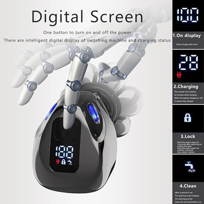 Head Shavers for Bald Men 5 in 1 4D Men's Rechargeable Bald Head Electric Shaver 7 Floating Cutter Beard Nose Ear Hair Trimmer Men Facial Cleaning Brush
