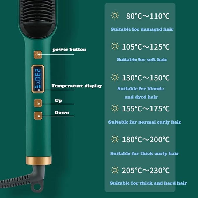 2 in 1 Electric Professional Negative Hair Straightener Brush Curling Comb with LCD Display Hair Curling Tools