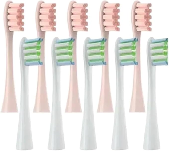 Compatible for Oclean One/ Air2 /SE/X/X PRO/ Z1/ F1 Electric Toothbrush Head 10 Pcs Replaceable Brush with Independent Package(5White5Pink)