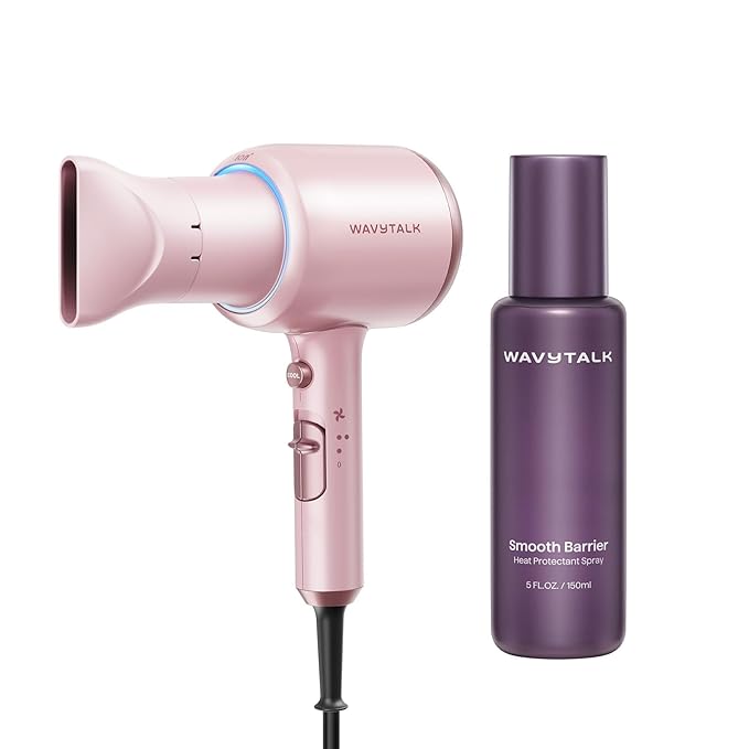 Wavytalk Blown Away Ionic Hair Dryer and Heat protectant Spray for Hair 5 Fl Oz