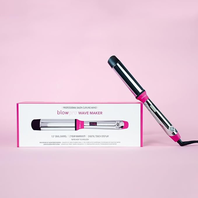 blowpro Professional Salon Wavemaker 1.5 Oval Titanium Barrel Rapidly Heats to Max Temp in 60 Seconds 3 Preset Temp Options Easily Creates Gorgeous S Shaped Waves or Even Classic Soft Curls