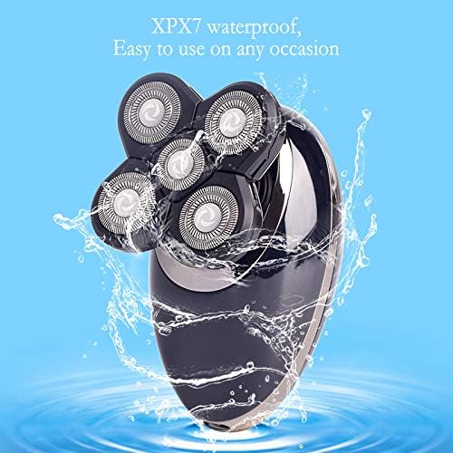 Head Shavers for Bald Men 3 In 1 Electric Shaver Men 4D FIVE Blade Heads Razor Clipper Nose Hair Trimmer Rechargeable Men Ear Trimmer Face Care Shaving (Color : P93099-A)
