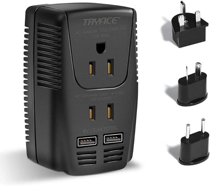 2000W Travel Voltage Converter Step Down 220v to 110v Power Converter for Hair Dryer Curling Iron Straightener 10A Power Adapter with 2 USB Charging Ukraine/EU/UK/AU/US Worldwide Plug