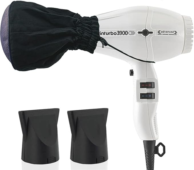 Turbo Power TwinTurbo 3900 Advanced Ionic &amp Ceramic Eco Friendly White Hair Dryer and M Hair Designs Metal Mesh Diffuser (Bundle 2 Items)