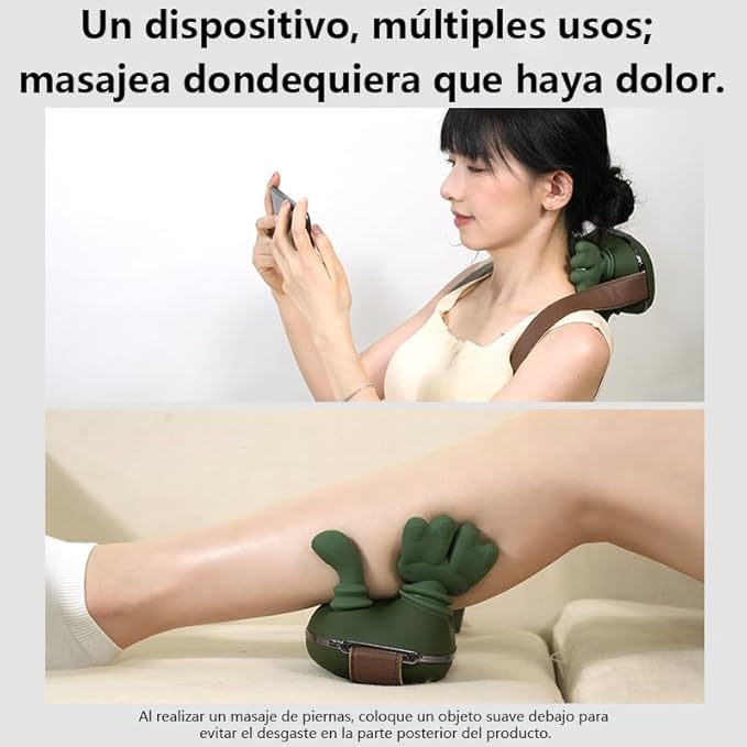 Biomimetic Heated Massager Portable Acupressure Neck and Back Massager Electric deep Tissue 4D kneading Massage Designed to Relieve Pain and Relax Muscles with Simulated Human Hands(Green)