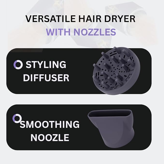 LHB 400 Professional Hair Dryer with Diffuser 16000W 31000 RPM DC Motor Ionic Technology Multiple Heat Settings