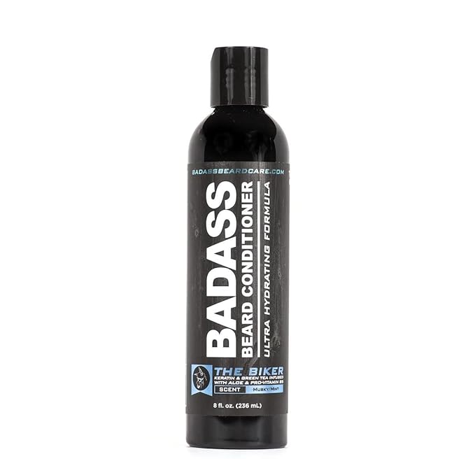 Badass Beard Care Beard Conditioner For Men - THE BIKER 8oz - Made of Natural Ingredients for A Healthy Soft &amp Itch Free Beard and Mustache