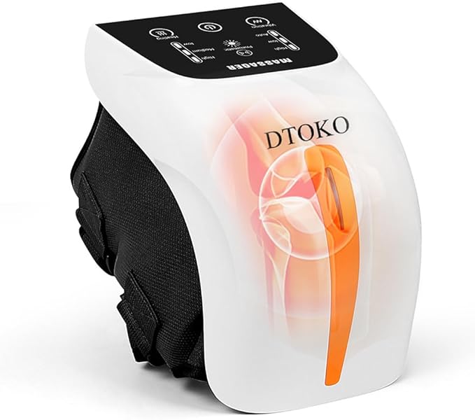 DTOKO Knee Massager -Large Screen Adjustable Temperature Cordless Knee Massagers with Heat and Vibration Portable Wearable Knee Massager Easter Women’s Day Gift for Mon -Orange