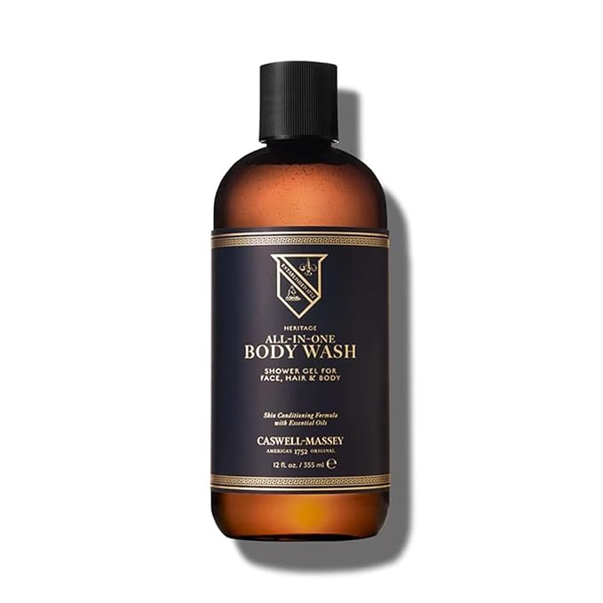 Caswell-Massey Heritage All-in-1 Body Wash Use as a Face Wash Beard Wash Shampoo Body Wash &amp Shave Gel Signature Heritage Soap for Men 12 Fl Oz Made in USA