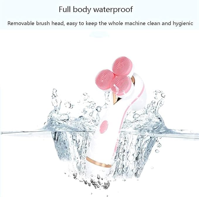 Electric Cleansing Instrument Multifunctional Waterproof Silicone Facial Cleansing Brush Rechargeable Waterproof Face Brush with 3 Vibration Speed Modes (Color : Pink)