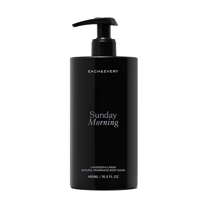 Each &amp Every Body Wash for Women and Men - Skin Feels Hydrated Smooth &amp Soft - Ceramides Lactic Acid AHA &amp Moringa Oil - 100% Natural Fragrance Gel - Sunday Morning Lavender &amp Lemon