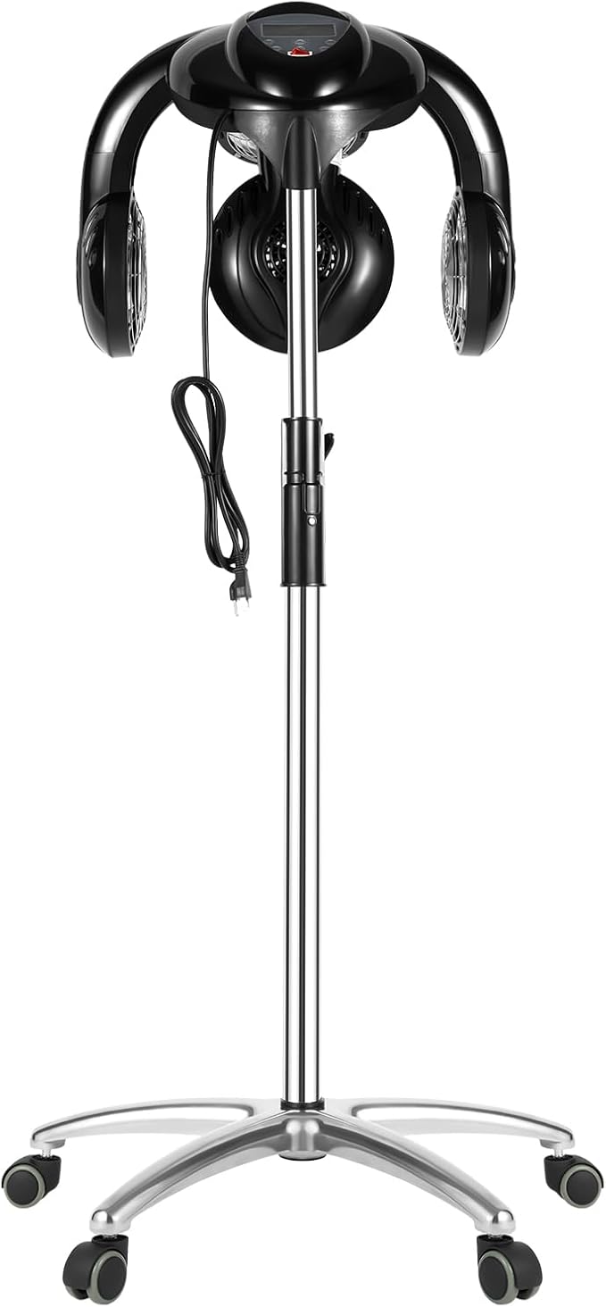 Hair Hood Dryer 1400W Professional Standing Hair Dryer Hair Color Processor Stand Up Bonnet Hair Dryer Salon Equipment with Smooth Wheels &amp Height Adjustable for Hair Salon or at Home Hair Care