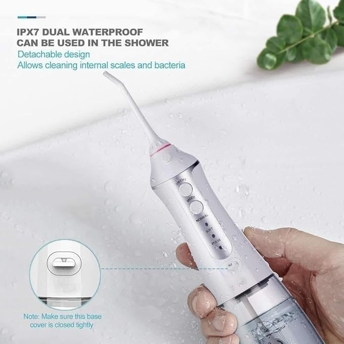 Cordless Water Flosser 300ML Portable Water Flosser Teeth Cleaner Rechargable Dental Oral Irrigator with 3 Modes USB Charged White