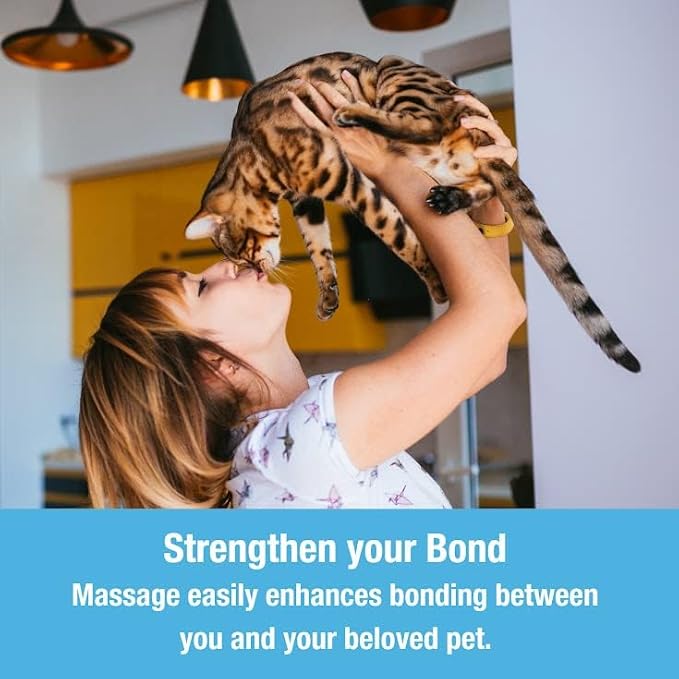 Tilcare Handheld Pet Massager for Dogs and Cats Electric Cat and Dog Massage Tool - Head and Back Scratcher for Relieving Tension Tight Muscles and Stiffness with Four Rotating Massage Heads