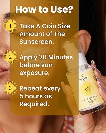 Bio.ever Sunscreen Lotion SPF 50 UVA UVB Blue Light Protection Prevents Tanning Hydrates &amp Nourishes Water Resistant
