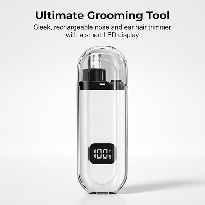 3-in-1 Nose Hair Trimmer for Men &amp Women Type-C Rechargeable Nose and Ear Hair Trimmer with Eyebrow Head IPX7 Waterproof Electric Nose Trimmer (Black)