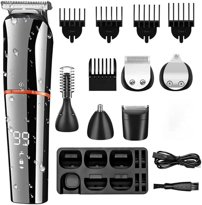 Hair ClippersBeard Trimmer for Men All in One Hair Trimmer for Men Grooming Kit Facial Body Beard Trimmer Washable Electric Shaver Nose Ear Trimmer Rechargeable
