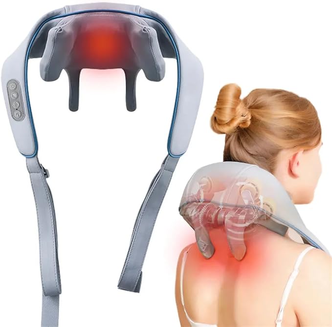 Neck &amp Shoulder Massager (Beige White)