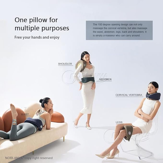 U-Shaped Multifunctional Cervical Massager for Neck Shoulder Waist Legs and Abdomen Relaxing Pillow Massager - U2 - Gray