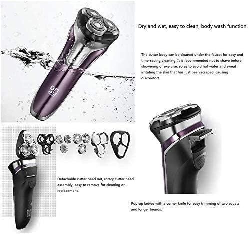 Electric Razor Rechargeable Electric Shaver Waterproof Wet &amp Dry Rotary Shavers for Men Electric Shaving Razors with Pop-up Trimmer LED Display