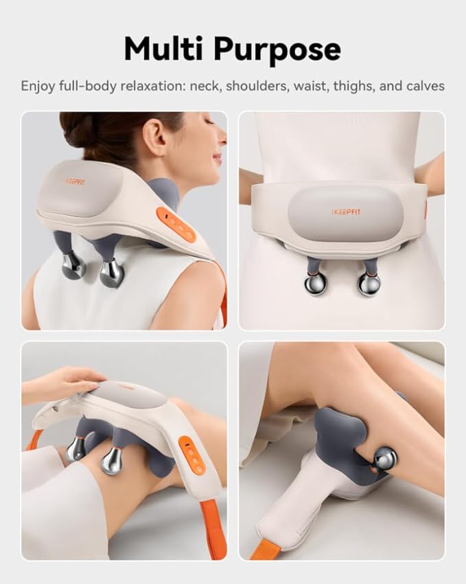6D Shiatsu Neck Massager with Heat Cordless Upper Back &amp Shoulder Massager for Pain Relief Deep Tissue Dual-Sided Massage Heads Relaxing Electric Kneading Massage Best Gifts for Men Women