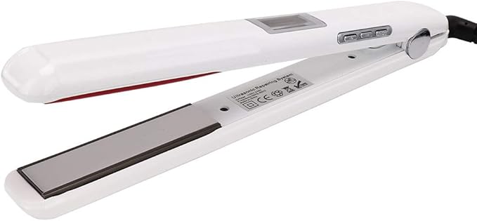 Infrared Hair Straightener Cold Technology LCD Display Adjustable Care Time Rotatable Power Line Straighten &amp  Hair Layer (White US standard (110-240v))