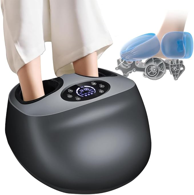 Foot Massager with Heat Shiatsu Kneading &amp Air Compression Full-Wrap Foot Massage Machine with Adjustable Modes Home Relaxation Gift for Family and Friends