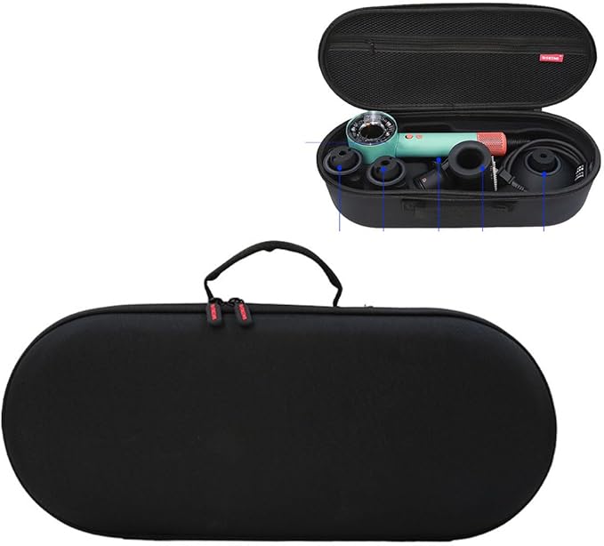 Hair Dryer Case for Dyson Portable Dyson Hairdryer Travel Carry Bag with Double Zippers Waterproof Storage Protective Case (Black)