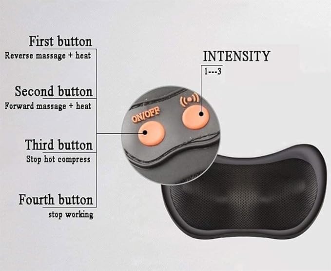 TOEWOE Back and Neck Massager with Deep Tissue Kneading Electric Back Massage Pillow Perfect for Back Neck Shoulders Legs Foot Body Muscle Pain Relief (Color : Black)