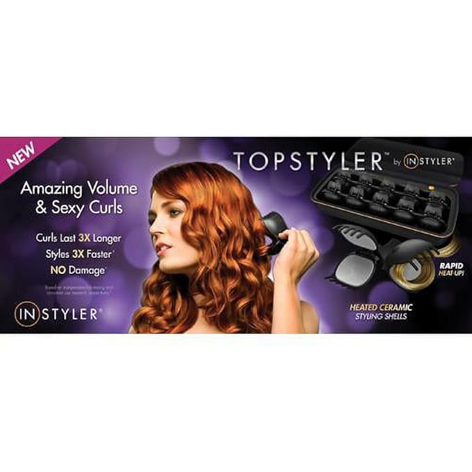 TopStyler Hairsetter Heated Ceramic Styling Shell Clips – Professional Hair Curler &amp Wave Styler with 10 Ceramic Shells Heat-Resistant Case &amp Clips for Long-Lasting Curls Waves &amp Volume