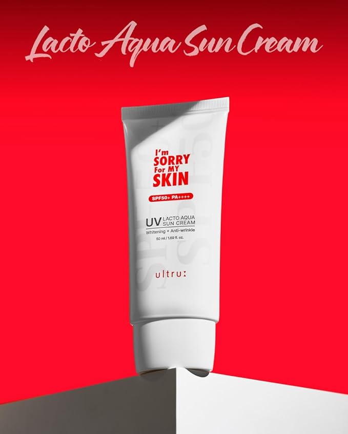 I'M SORRY FOR MY SKIN Lacto Aqua Sun Cream SPF50 Korean Skincare Moisturizing Sunscreen for Face &amp Body Light Texture Does Not Leave White Marks Suitable for Black Girls Travel Size 1.69 fl o