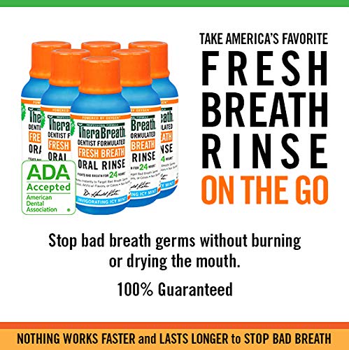 TheraBreath Dentist-Formulated Bad Breath and Cavity Protection Oral Rinse Bundle (6-Pack 3 Ounce ICY Mint and 2-Pack 16 Ounce Sparkle Mint)
