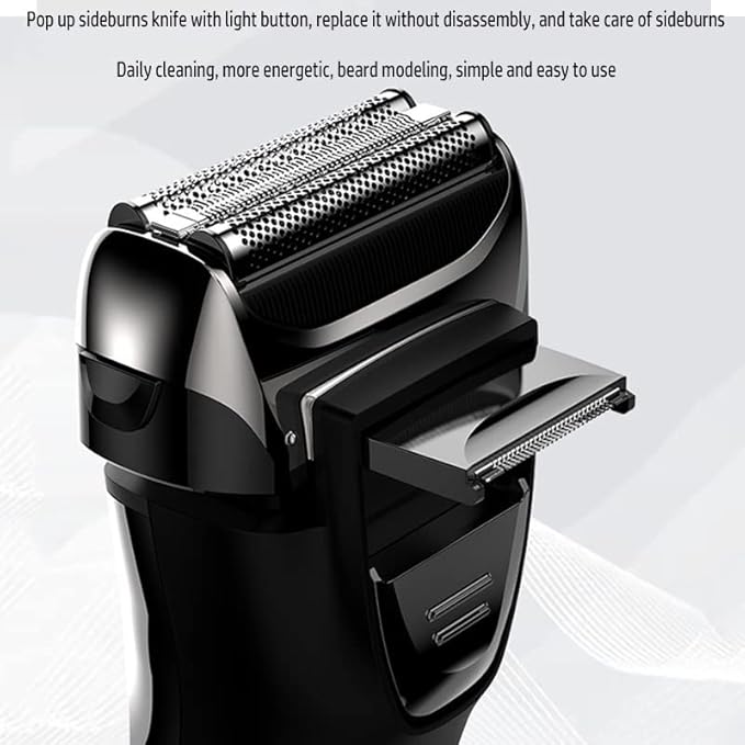 Men's Shaver Washable Wet &amp Dry Electric Shaver for Men Face Beard Electric Razor Rechargeable Head Bald 3-Blade Shaving Machine