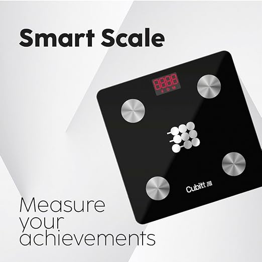 CUBITT Smart Digital Weight Scale 13 Body Composition Analizer BMI Muscle Mass Body Fat Scale with Smartphone App sync with Bluetooth (Black)