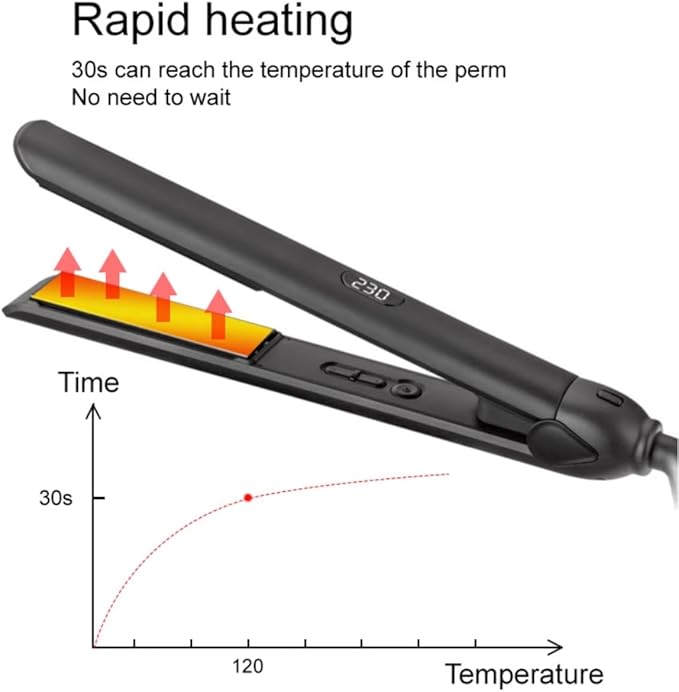 Generic 2-in-1 Hair Straightener and Curler 1 Inch Titanium Plates 3 Temperature Settings up to 450°F Dual Voltage