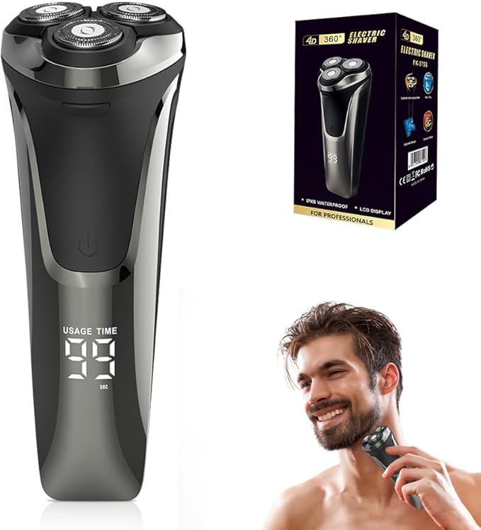 Snapbuy Electric Razor for Men 2025 New Electric Razor 4D Rotary Ipx7 Waterproof Electrics Razors Wet &amp Dry Rechargeable Electrics Shaver LCD Display (1)