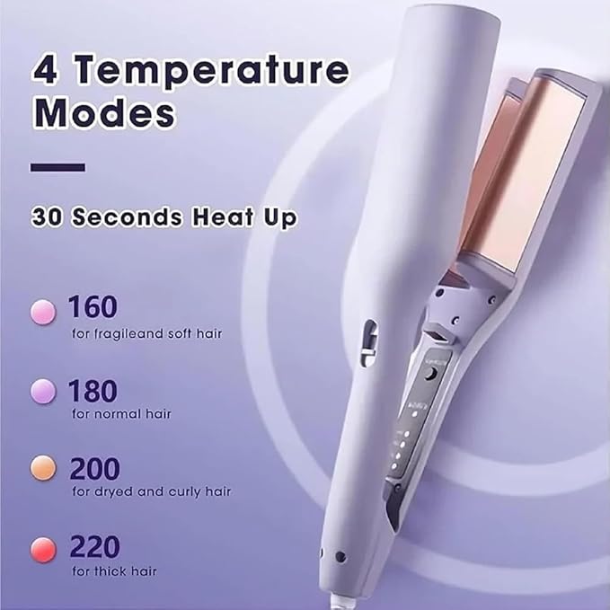 Curluxe Iron - Curluxe French Curls Iron 15-Second Heat-Up French Wave Irons 4 Adjustable Temp Hair Waver Ceramic &amp Ionic Frizz-Free Curling Wand for All Hairs Types (Purple)
