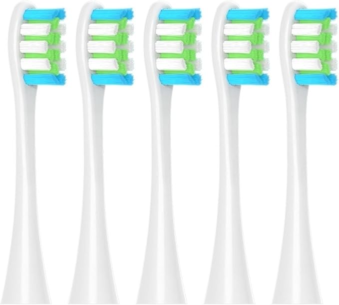 Replacement Brush Heads Compatible for Oclean Flow/X/X PRO/F1/ One/Air 2 Sonic Electric Toothbrush Blue Green Soft Bristle Nozzles(5 White)