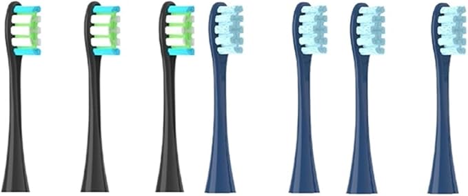 Compatible for Oclean Flow/X/X PRO/ Z1/ F1/ One/Air 2 /SE Brush Heads Soft Sonic Toothbrush Vacuum Bristle 7pcs Replacement(3Black 4Dark Blue)