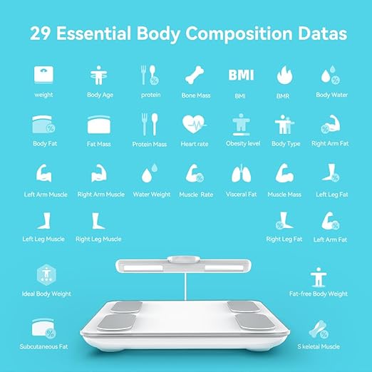 Fitdays Body Health Pod Scale View 5 Metrics Without Phone 8-Electrode Smart Scale with BMI Body Fat Muscle Mass Offline Body Composition Analyzer FSA&ampHSA Eligible