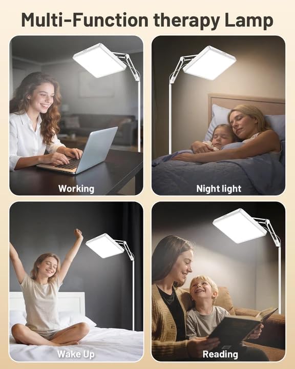 SUXIO Light Therapy Lamp - 12000 LUX Therapy Lights Happy Lamp with Remote Light Box Therapy with 3 Timer &amp 4 Brightness LED UV-Free Daylight Lamp Perfect for Home