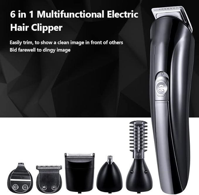 Hair ClippersBeard Trimmer for Men 6 in 1 Electric Hair Clipper Shave Razor Machine Beard Trimmer Hair Cutter Ear Nose Hair Trimmer Facial Cleaner Man Barber Tools