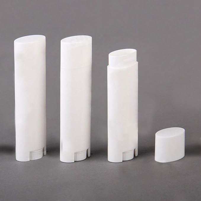 FZBNSRKO 5ml 50 Pcs Empty Oval Deodorant Lip Balm Tubes Twist-up Refillable Mini Size Containers for Carry-On TravelDIY DeodorantsWhite
