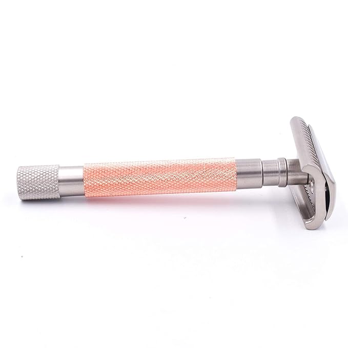 Parker Semi-Slant Safety Razor – Rose Gold Finish | Elegant DE Razor for Women &amp Men with Sensitive Skin | Slanted Head + 5 Parker Blades for Smooth Results | Iconic Brand