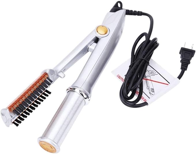 Professional Hair Straightening Hair Tools Styling Comb Iron Curling Iron Straightener&ampCurler Styler 2 in 1 Multi Hair Styling Tool Flat Iron with Brush for All Hair Types